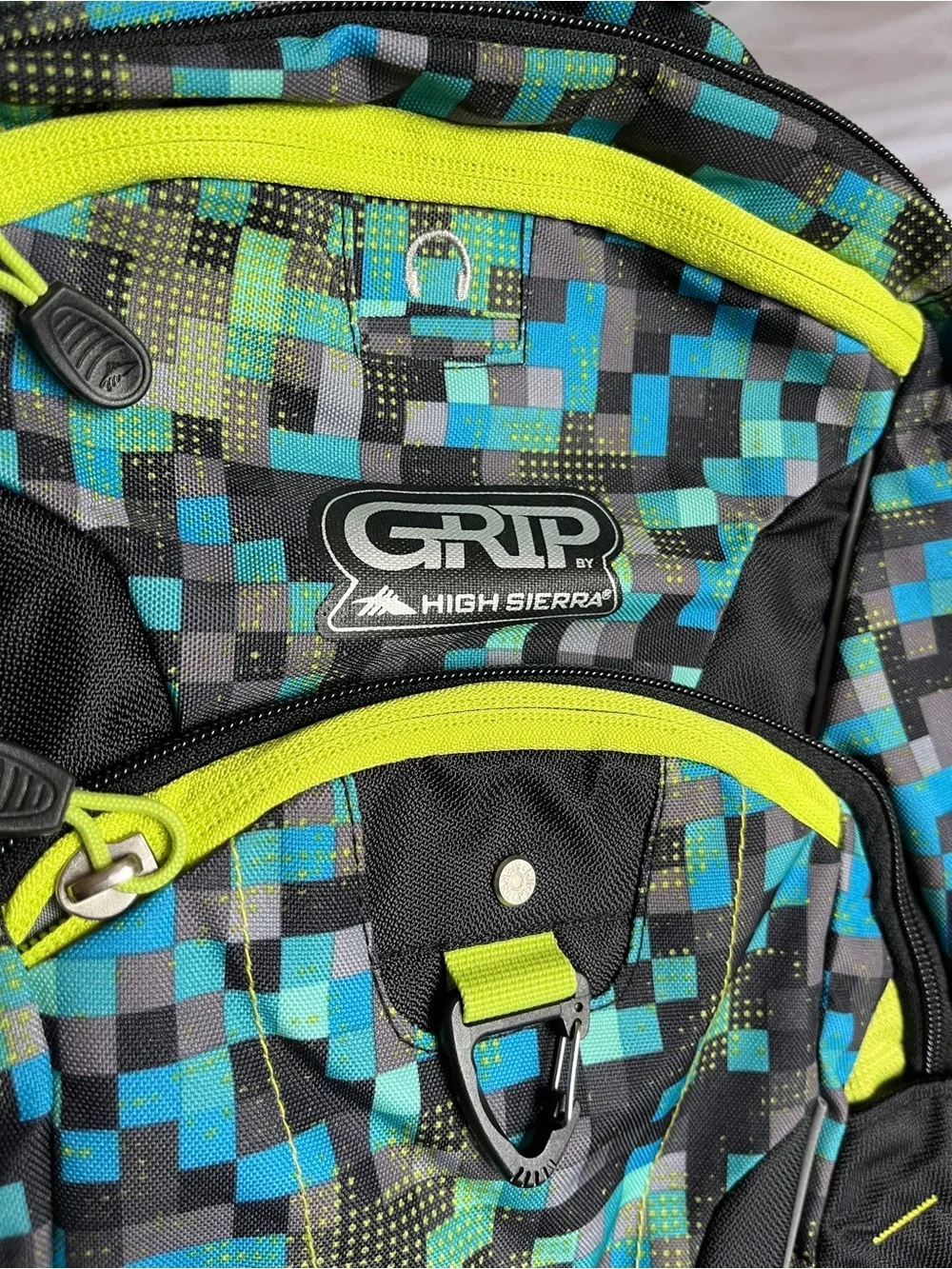 High Sierra GRIP Laptop Backpack Black Neon Green Tech Spot Geometric Digi Camo